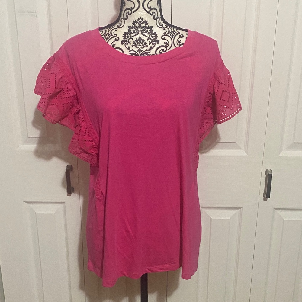 Banana Republic Fuchsia Eyelet Sleeve Blouse